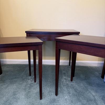 Three Wooden Nesting Tables w/ Inlay (BGB-SS)