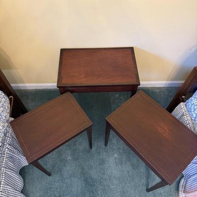 Three Wooden Nesting Tables w/ Inlay (BGB-SS)