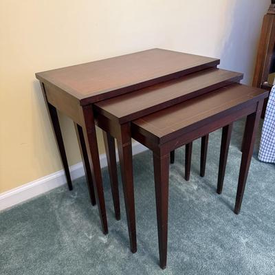 Three Wooden Nesting Tables w/ Inlay (BGB-SS)