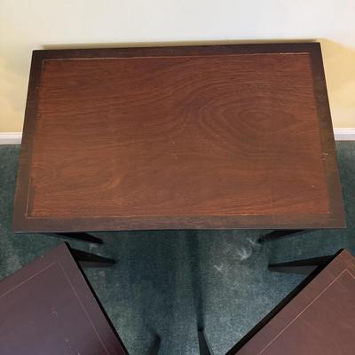 Three Wooden Nesting Tables w/ Inlay (BGB-SS)