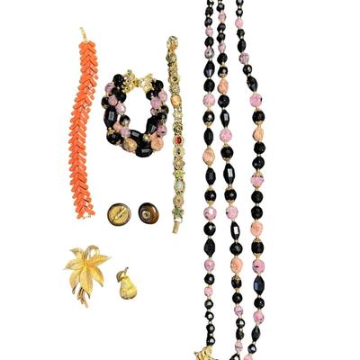 Sale Photo Thumbnail #509: Includes bracelets, pins, earrings, and a necklace. Total of seven pieces. [RM]