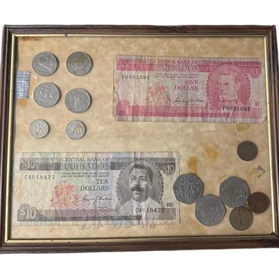 Sale Photo Thumbnail #519: Includes paper currency and coins in multiple denominations, all from Barbados. [RM]