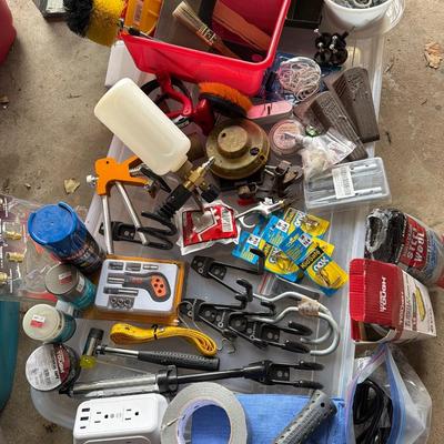 Sale Photo Thumbnail #140: Tools, Tow straps, extension cord, casters, lights, tiling tools and more