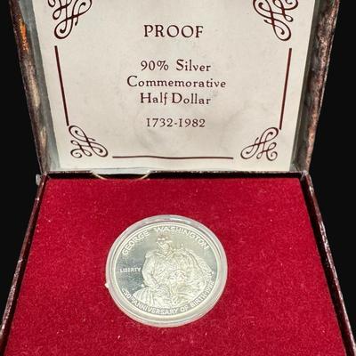 Sale Photo Thumbnail #527: **WIRE TRANSFER IS REQUIRED IF SHIPPED.** Includes a 1921 Morgan dollar, two 1924 Peace dollars, and a 1982 George Washington commemorative half dollar. Silver content is 90%. **ALL PRECIOUS METALS SALES ARE FINAL. NO REFUNDS WILL BE GIVEN FOR ANY REASON.