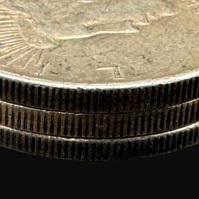 Sale Photo Thumbnail #529: **WIRE TRANSFER IS REQUIRED IF SHIPPED.** Includes a 1921 Morgan dollar, two 1924 Peace dollars, and a 1982 George Washington commemorative half dollar. Silver content is 90%. **ALL PRECIOUS METALS SALES ARE FINAL. NO REFUNDS WILL BE GIVEN FOR ANY REASON.