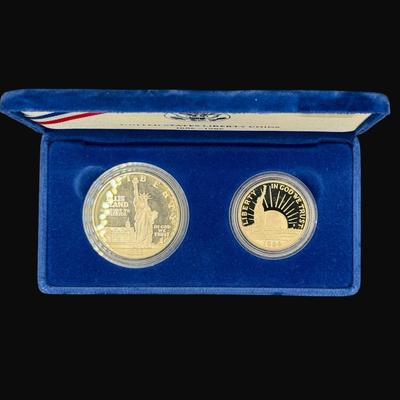 Sale Photo Thumbnail #543: **WIRE TRANSFER IS REQUIRED IF SHIPPED.** This proof set includes a Statue of Liberty commemorative silver dollar (90% silver), and a clad half dollar. Pre-auction estimate: $50-$75. **ALL PRECIOUS METALS SALES ARE FINAL. NO REFUNDS WILL BE GIVEN FOR ANY 