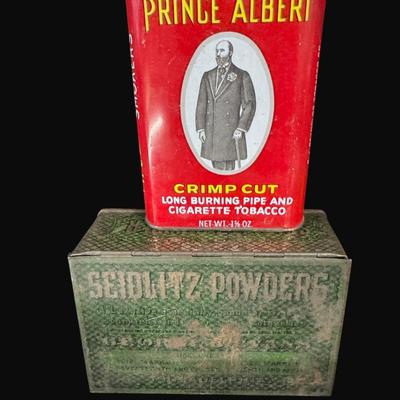 Sale Photo Thumbnail #560: Includes tobacco tins and matchbooks, Names include Ginger, Players, Edgeworth, and more. Also includes a razor blade safe. Total of 40 pieces. [CS]