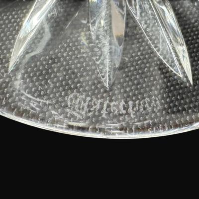 Sale Photo Thumbnail #577: Includes a Chemex pour over coffee maker, an Italian glass bottle, a medium pitcher, Waterford Marquis, and more. Total of seven pieces. Measurement of tallest: 9”H. [CS]