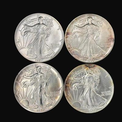 Sale Photo Thumbnail #599: **WIRE TRANSFER IS REQUIRED IF SHIPPED.** Years include 1987, 1988, 1989, and 1991. Total of 4 pieces. All are believed to be uncirculated. Silver content is 90%. **ALL PRECIOUS METALS SALES ARE FINAL. NO REFUNDS WILL BE GIVEN FOR ANY REASON.** [AG]