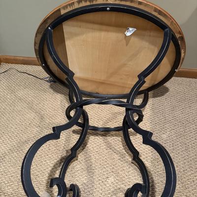 Wooden Top Side Table With Iron Base (BLR-MG)