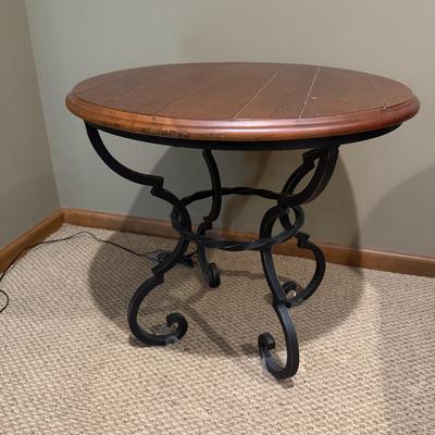 Wooden Top Side Table With Iron Base (BLR-MG)
