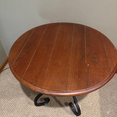 Wooden Top Side Table With Iron Base (BLR-MG)