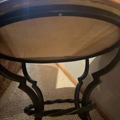 Wooden Top Side Table With Iron Base (BLR-MG)