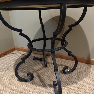 Wooden Top Side Table With Iron Base (BLR-MG)