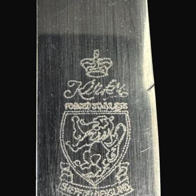 Sale Photo Thumbnail #616: Steak knives with horn handles. Made in Sheffield, England. Total of seven pieces. Measurement: 8.5”L (each). [CS]