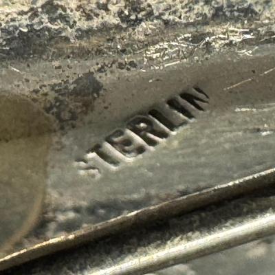 Sale Photo Thumbnail #637: **WIRE TRANSFER IS REQUIRED IF SHIPPED.** [26.57g] Includes a turquoise cabochon stick pin, a marcasite turtle, a horse head pin, and a bell pin. The horse head pin is marked “Beau Navajo.” Total of four pieces. Measurement of largest: 2.25”. Silver