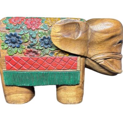 Sale Photo Thumbnail #684: Hand carved and hand painted. Age related wear. Measurement: 16”L x 11”H. [DR]