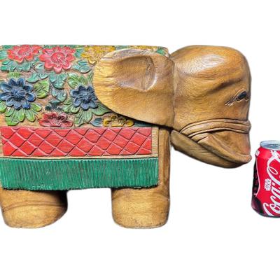 Sale Photo Thumbnail #685: Hand carved and hand painted. Age related wear. Measurement: 16”L x 11”H. [DR]