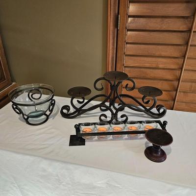 Wrought Iron & Brass Candle Stands (BLR-JS)