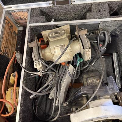 Sale Photo Thumbnail #211: Power Tools, Large rolling Box, New Auger, And Gas cans.