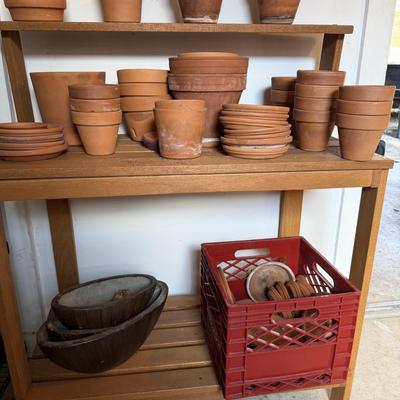 Sale Photo Thumbnail #219: Lots of Flower pots and Pottery Bench