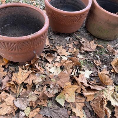 Sale Photo Thumbnail #231: Three large Terra Cotta Planters