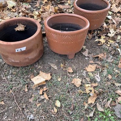 Sale Photo Thumbnail #232: Three large Terra Cotta Planters