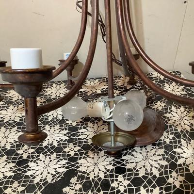 Sale Photo Thumbnail #74: 9 light brass chandelier.