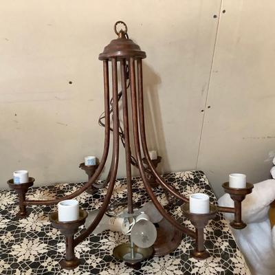 Sale Photo Thumbnail #73: 9 light brass chandelier.