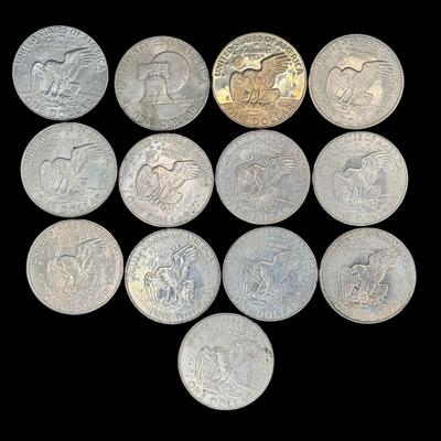 Sale Photo Thumbnail #700: Years include 1971 (x9), 1972, 1974, 1977, and Bicentennial. Total of 13 pieces. Believed to be slightly circulated. [AG]