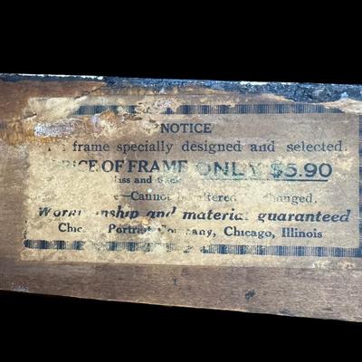 Sale Photo Thumbnail #713: This is a wood frame with tiger wood veneer. Both the frame and glass are intact. Age related wear. Measurement: 24” x 16”. [CS]