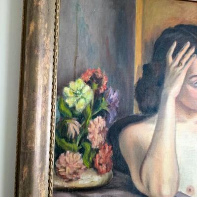 Sale Photo Thumbnail #213: Original vintage oil on canvas, Female
 by Grand Junction, CO artist, Ruth G. Moss (1916-2011) is exceptionally beautiful. It truly warrants appreciation. Ruth started with sculpting and works with clay in high school and pursued her education At John Her
