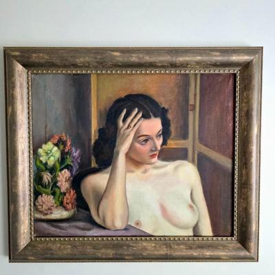 Sale Photo Thumbnail #210: Original vintage oil on canvas, Female
 by Grand Junction, CO artist, Ruth G. Moss (1916-2011) is exceptionally beautiful. It truly warrants appreciation. Ruth started with sculpting and works with clay in high school and pursued her education At John Her