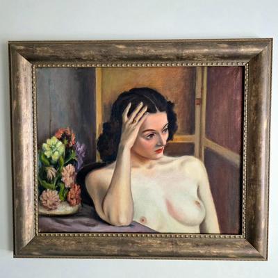 Sale Photo Thumbnail #208: Original vintage oil on canvas, Female
 by Grand Junction, CO artist, Ruth G. Moss (1916-2011) is exceptionally beautiful. It truly warrants appreciation. Ruth started with sculpting and works with clay in high school and pursued her education At John Her
