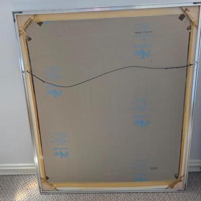 Sale Photo Thumbnail #225: Mid-century modern geometric abstract lithograph, "High on Red" signed by R. Stark and numbered 4/6. Framed and matted.