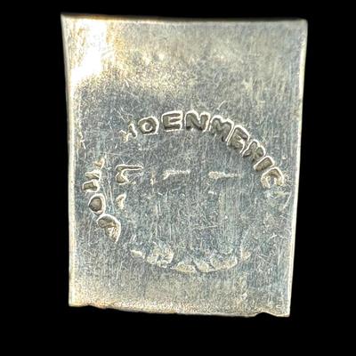 Sale Photo Thumbnail #739: **WIRE TRANSFER IS REQUIRED IF SHIPPED.** [44.36g] This piece features raised hollow beads, along with what is believed to be polished green agate or other organic stone. Marked “Made in Mexico.” Measurement: 7.25”L (with clasp).  **ALL PRECIOUS MET