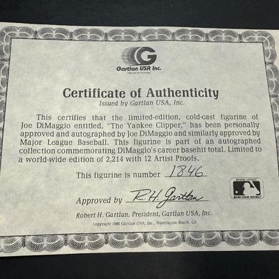 Joe Dimmagio Autographed Figurine #1847/2214