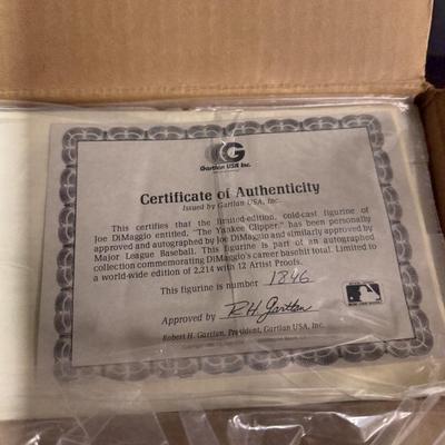 Joe Dimmagio Autographed Figurine #1847/2214