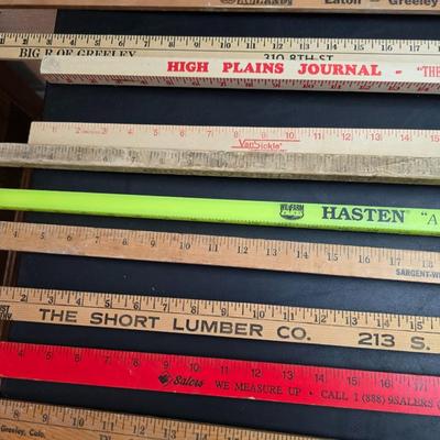 Collection of advertising yard sticks