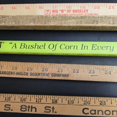 Collection of advertising yard sticks