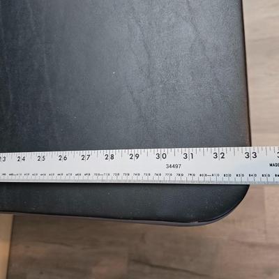 Cosco card table with black top and 4 matching folding chairs