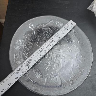 Christmas Decor - small faux tree - glass platter - Thomas Kincaide Bowl - Brick snowman - Wreath and much more!