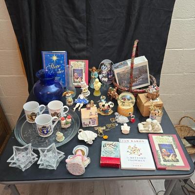 Christmas decor - Ornaments - Santa milking cow - Candle holders - Platters- Tins - Angels and more!