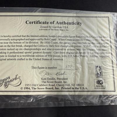 Bob Cousy Autographed Figurine - #377/950