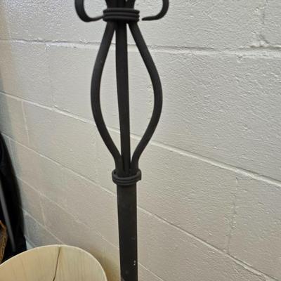 Black floor lamp with two new old stock large sized matching lamp shades