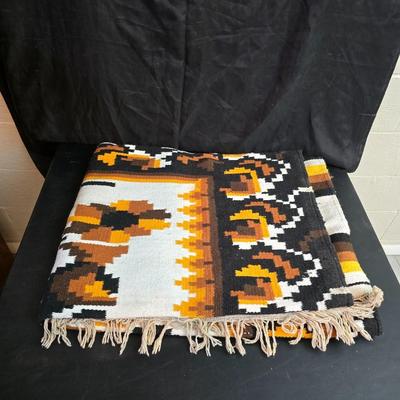 Vintage Wool Mexican Blanket Serape throw