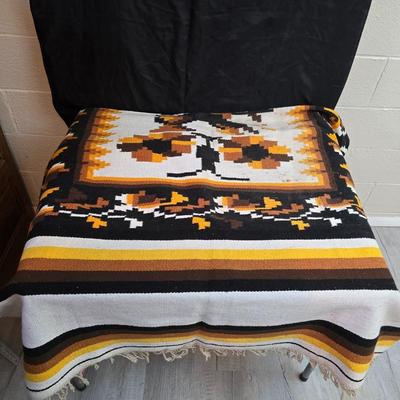 Vintage Wool Mexican Blanket Serape throw