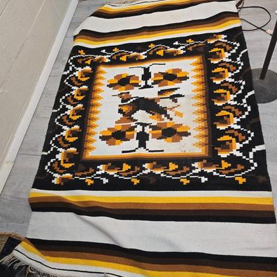 Vintage Wool Mexican Blanket Serape throw