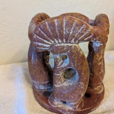 Sale Photo Thumbnail #1016: Circle of friends terra cotta tealight candle holder