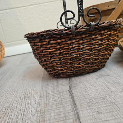 Dark colored wicker baskets